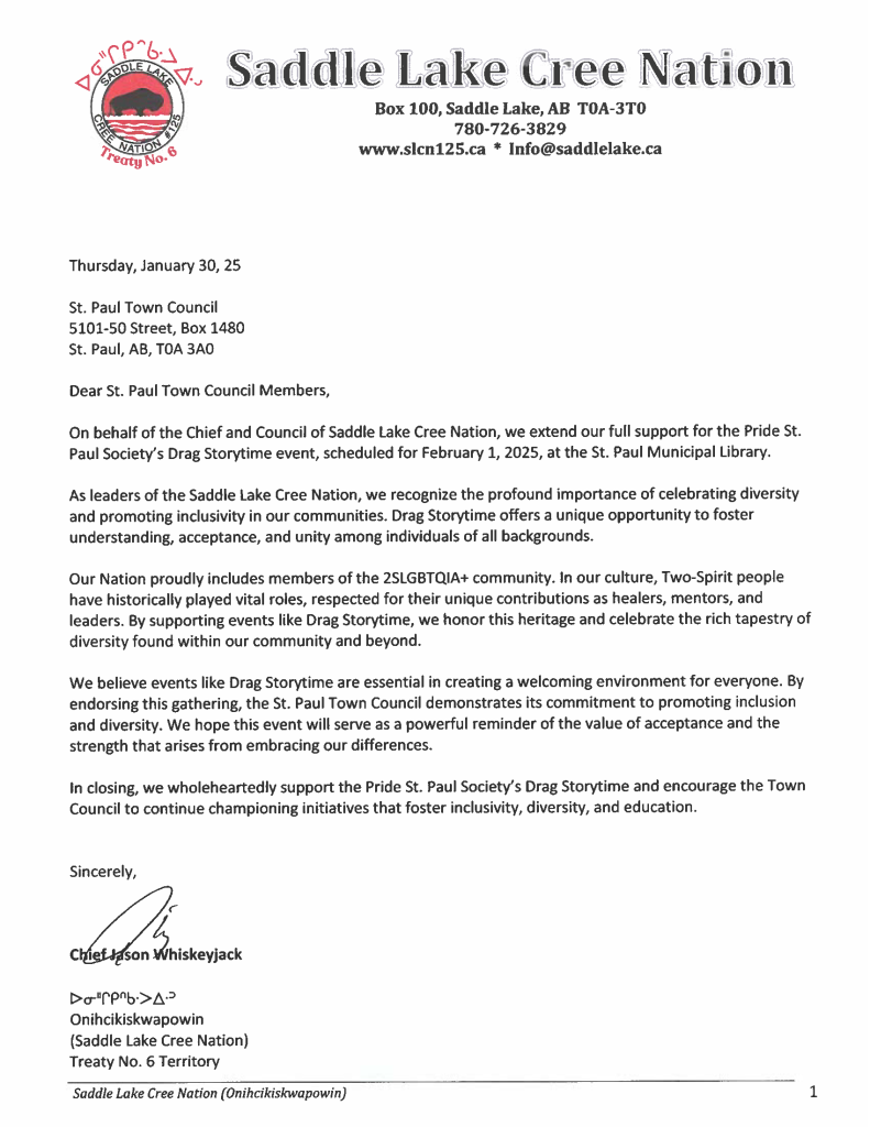 Letter from Chief & Council